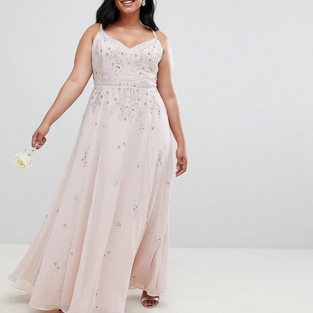 🌷ASOS Design Curves Beaded Blush Maxi Dress🌷